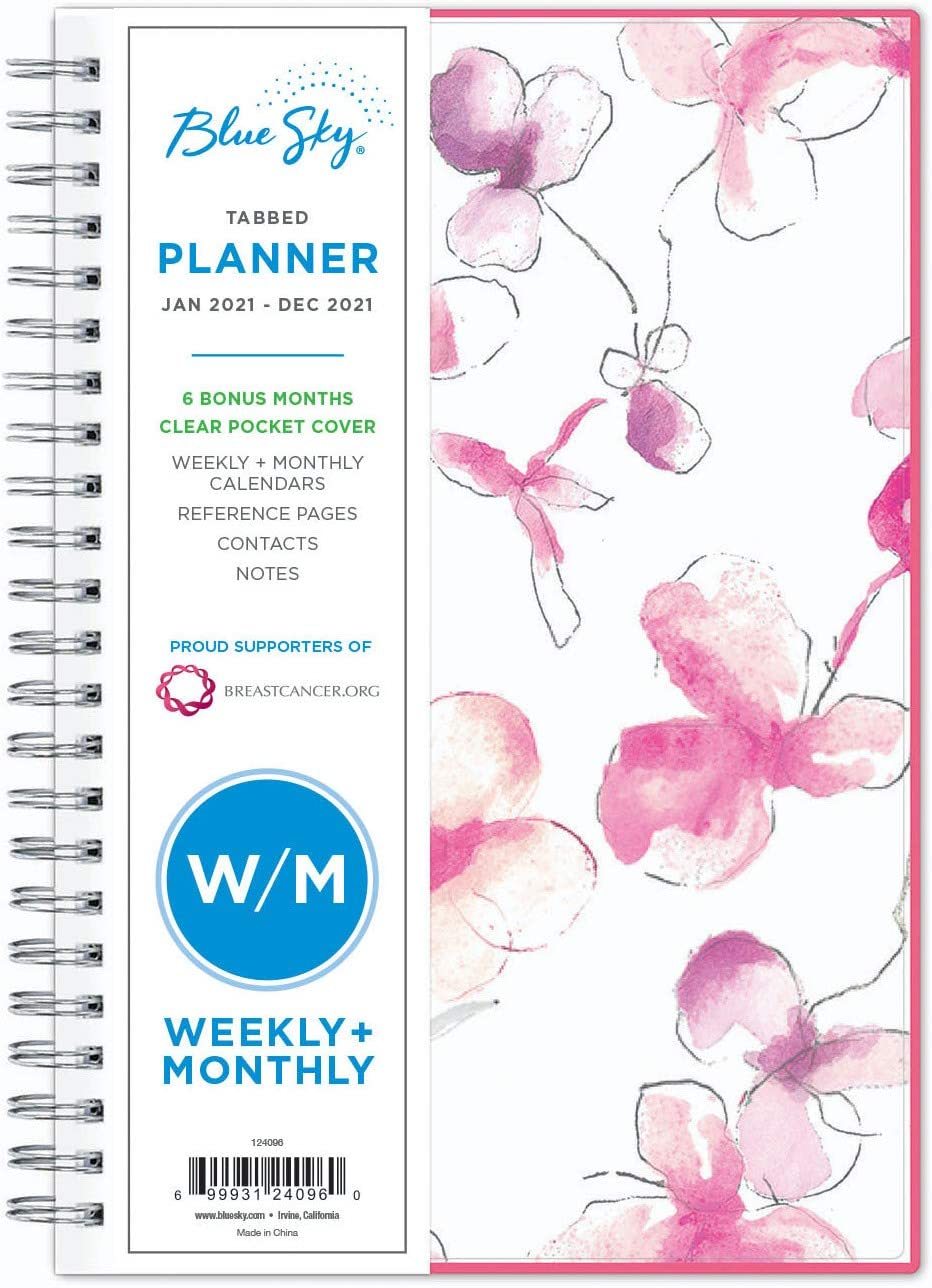 230816082853433_1 Blue Sky 2021 Weekly & Monthly Planner, Flexible Cover, Twin-Wire Binding, 8.5" x 11", Orchid (124095) - Image 1